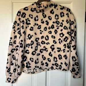 Leopard Print Fleece Pullover